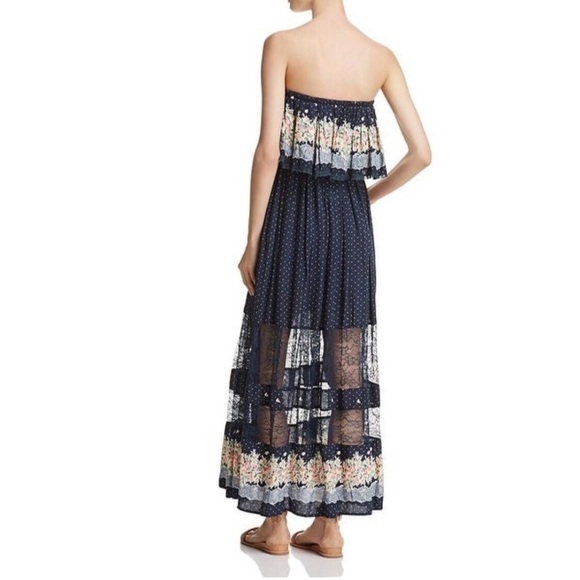 FREEWAY Womens Maxi Dress Printed Lace Inset - Picture 2 of 6